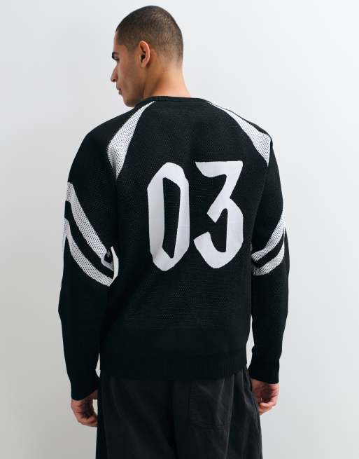 adidas Sportswear gestrickter Logo-Pullover in Schwarz, 2 von 5