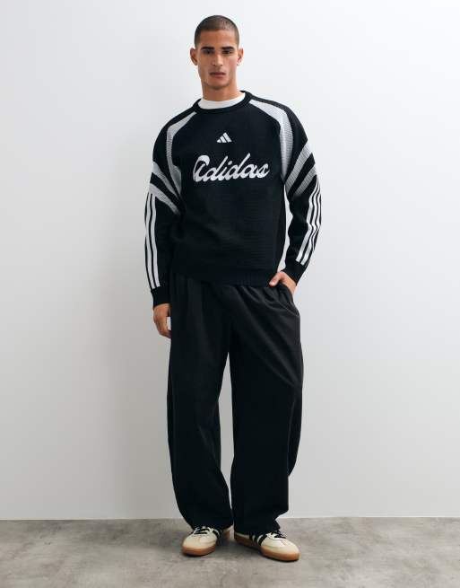 adidas Sportswear gestrickter Logo-Pullover in Schwarz, 3 von 5