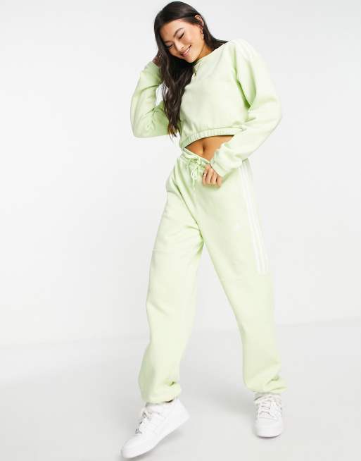 adidas Sportswear Glam Babe oversized three stripe joggers in lime green