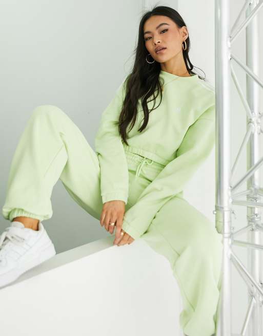 adidas Sportswear Glam Babe oversized three stripe joggers in lime