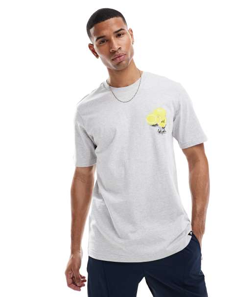 adidas – Sportswear – Grå t-shirt med citrontryck - view 1