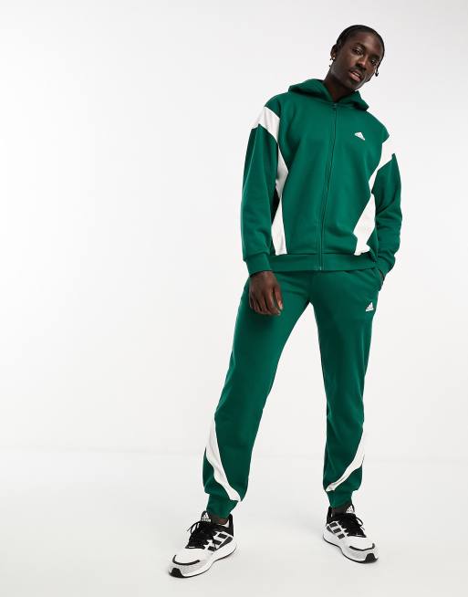 adidas sportswear hooded tracksuit in dark green