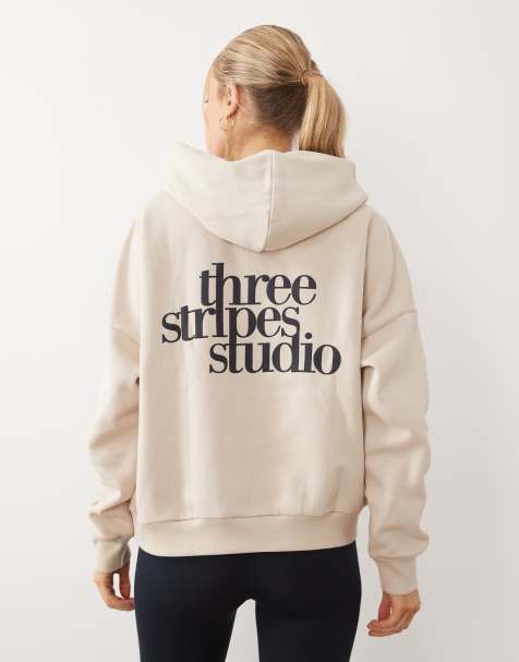 adidas Sportswear hoodie met drie strepen Studios in stone en navy - view 1