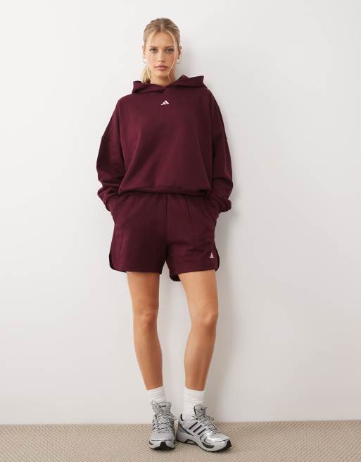 adidas Sportswear Hoodie mit drei Streifen Studios in Burgunderrot und Pink, 2 von 4