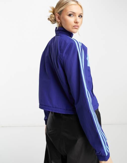 Navy adidas originals store three stripe track jacket