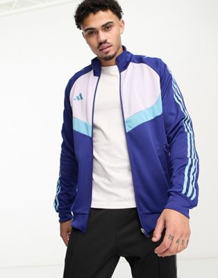 adidas Sportswear House Of Tiro panelled track jacket in navy and white - ASOS Price Checker