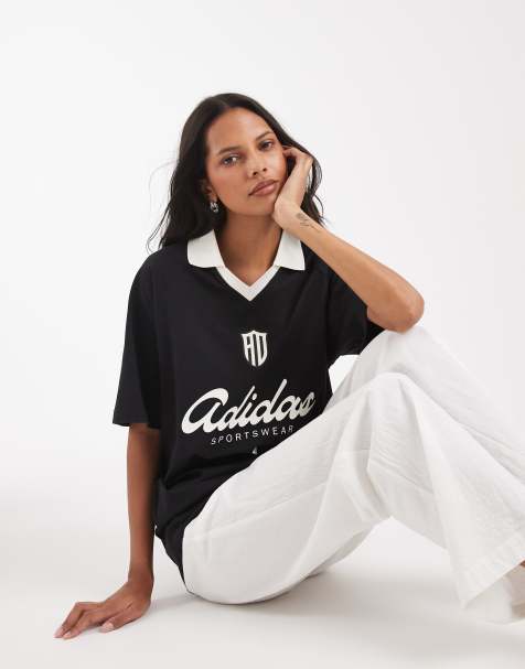 adidas Sportswear Jersey mit Kragen in Schwarz - view 1