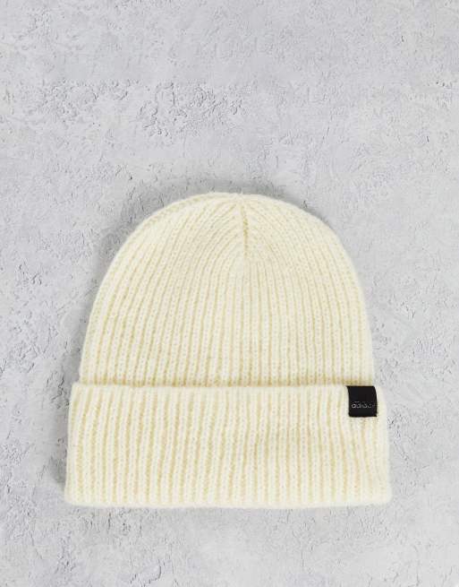 adidas Sportswear knitted cuff beanie with tag in off white