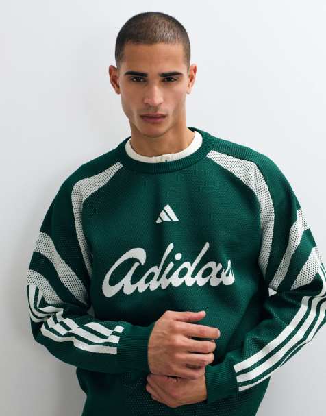 adidas Sportswear knitted logo jumper in green - view 1