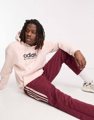 adidas Sportswear linear logo hoodie in light pink