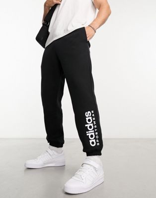 adidas Sportswear linear logo joggers in black