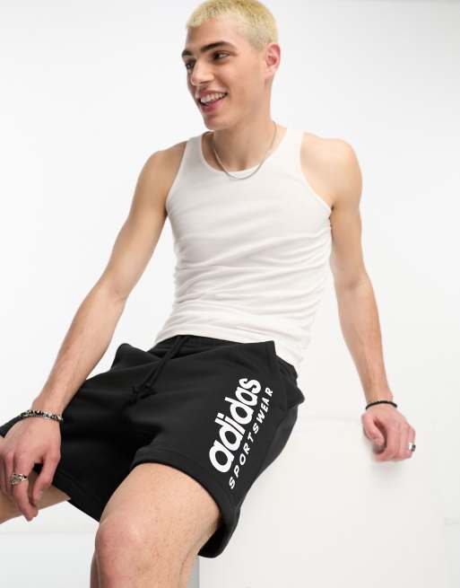 adidas Sportswear linear logo shorts in black