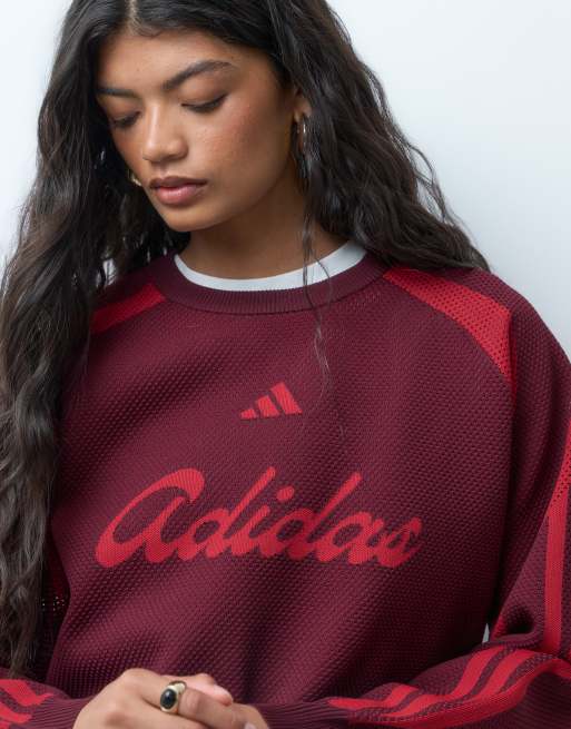 adidas Sportswear Logo-Pullover in Burgunderrot, 3 von 4