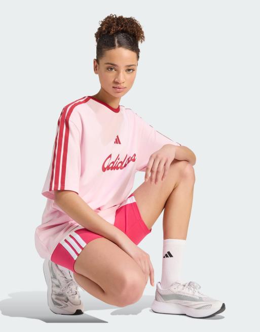 adidas Sportswear - Lux Tiro - T-shirt ample à imprimé graphique - Rose clair, 4 de 4