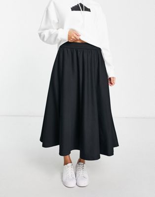 adidas Sportswear midi skirt in black and white