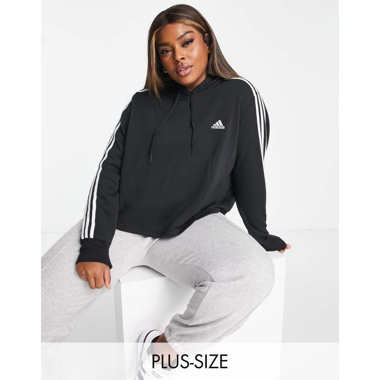 Adidas 3 best sale stripe hoodie womens