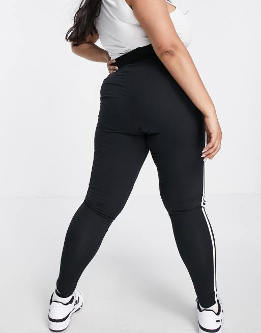 adidas Sportswear Plus Essential 3 Stripe leggings in black