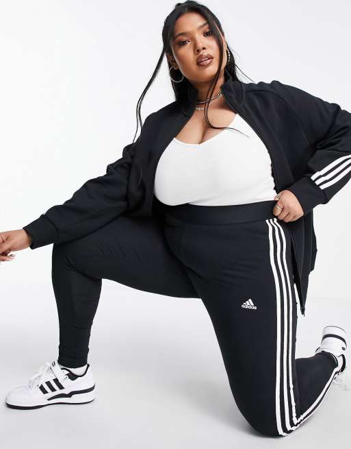 Adidas 3 stripe leggings plus size best sale