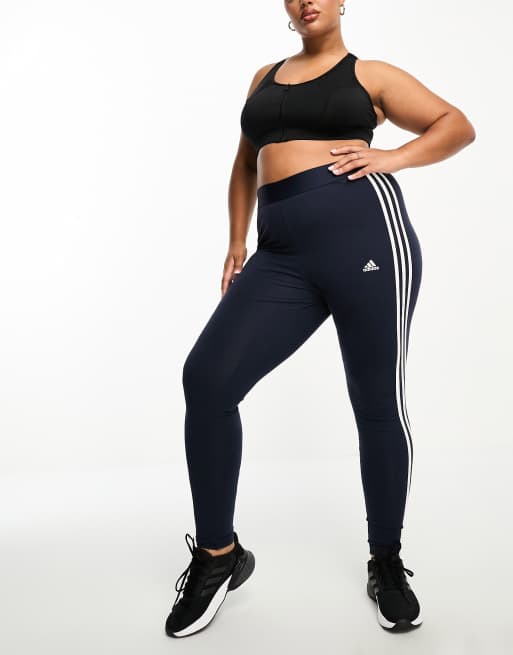 adidas Sportswear Plus – Essential – Granatowe legginsy z 3 paskami po bokach