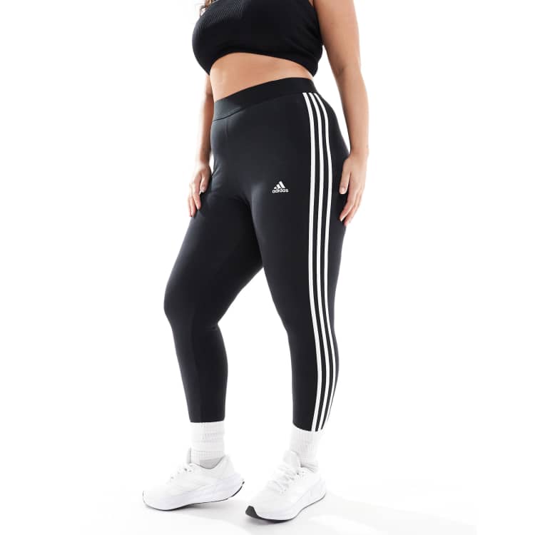 adidas Sportswear Plus Essential leggings with three stripes in black