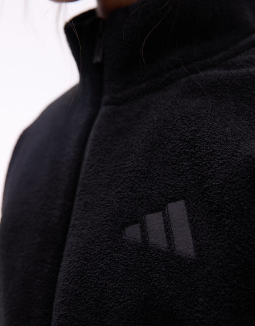 adidas Sportswear Sharp fleece jacket in black, 4 of 4