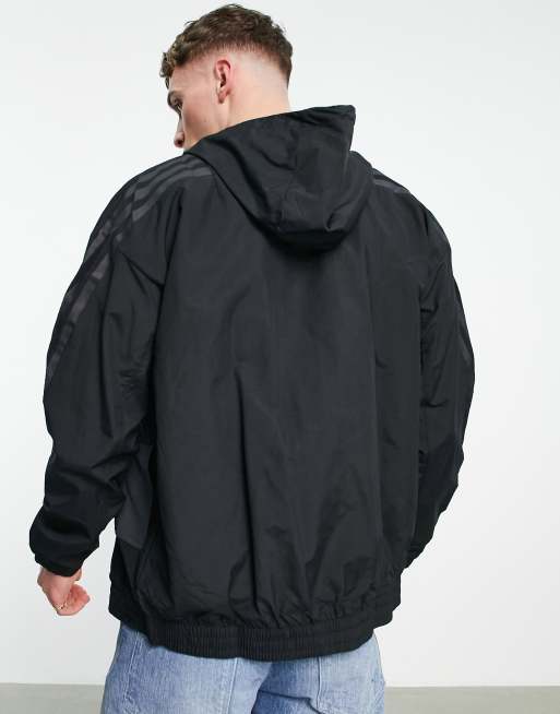 adidas - Sportswear - Sort vævet hættejakke med tre tonede striber, 2 af 4