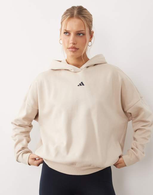 adidas Sportswear sudadera con capucha Three Stripes Studios en piedra y azul marino, 3 de 4