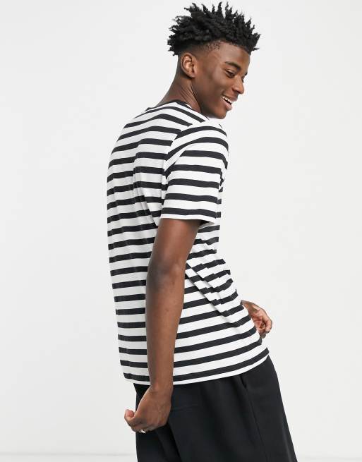 adidas – Sportswear – Svart och vit, randig t-shirt, 2 av 4