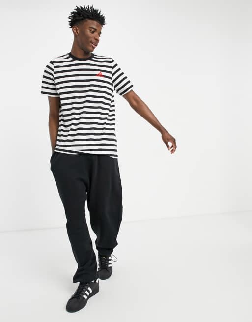 adidas – Sportswear – Svart och vit, randig t-shirt, 4 av 4