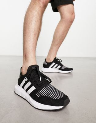 adidas Sportswear Swift Run 1.0 trainers in black and white - ASOS Price Checker