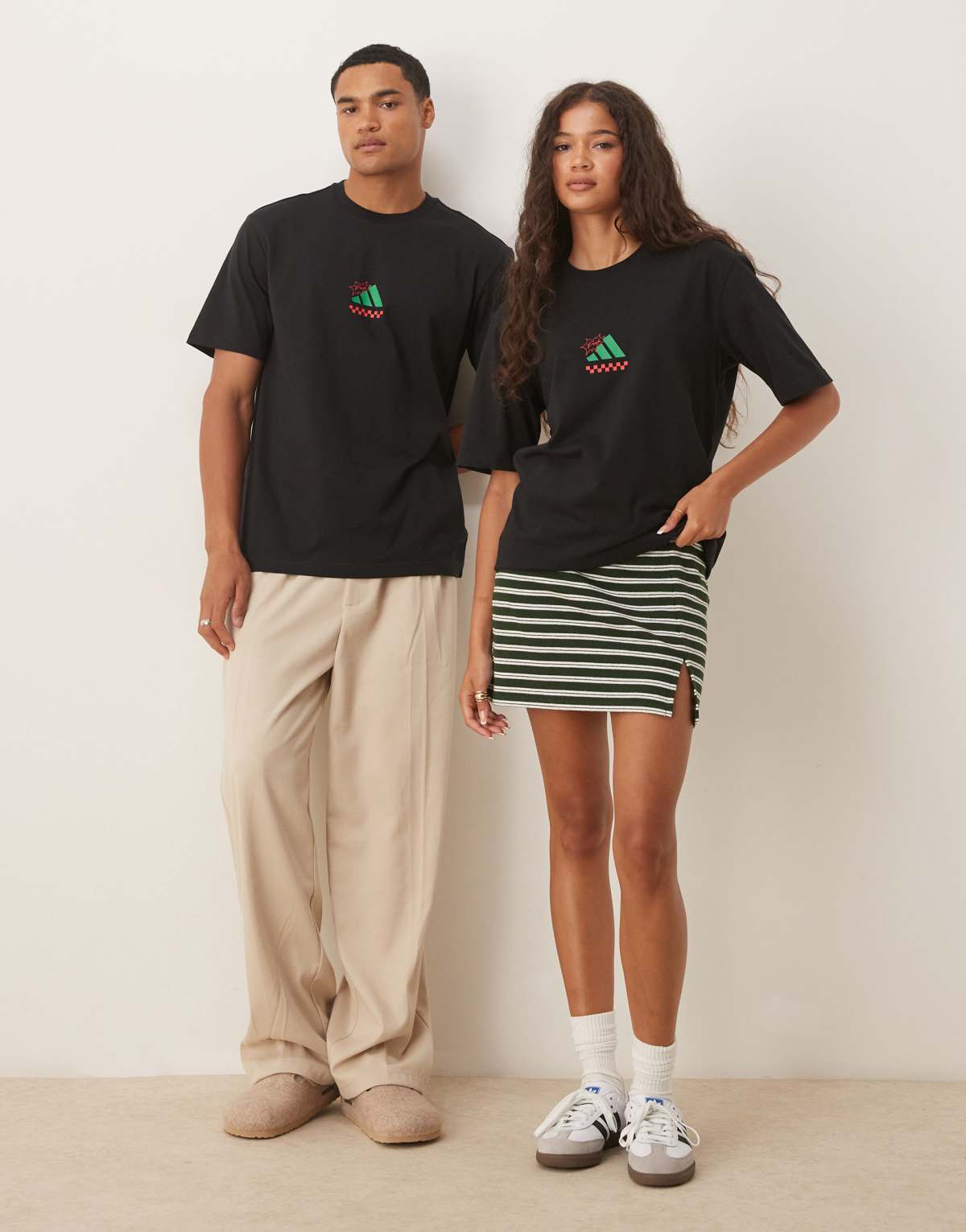 adidas Sportswear t-shirt in black with pizza graphic