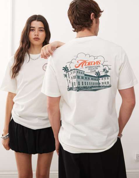 adidas Sportswear t-shirt in cream with country club graphic - view 1