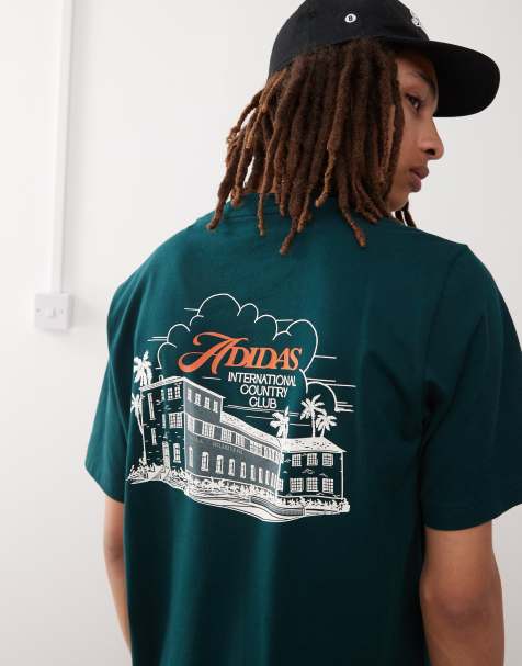 adidas Sportswear t-shirt in green with country club graphic - view 1