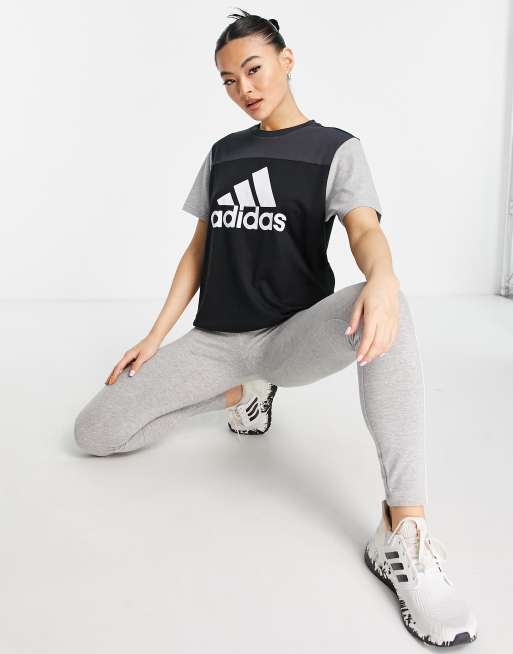 adidas Sportswear – T-Shirt in Schwarz im Blockfarbendesign