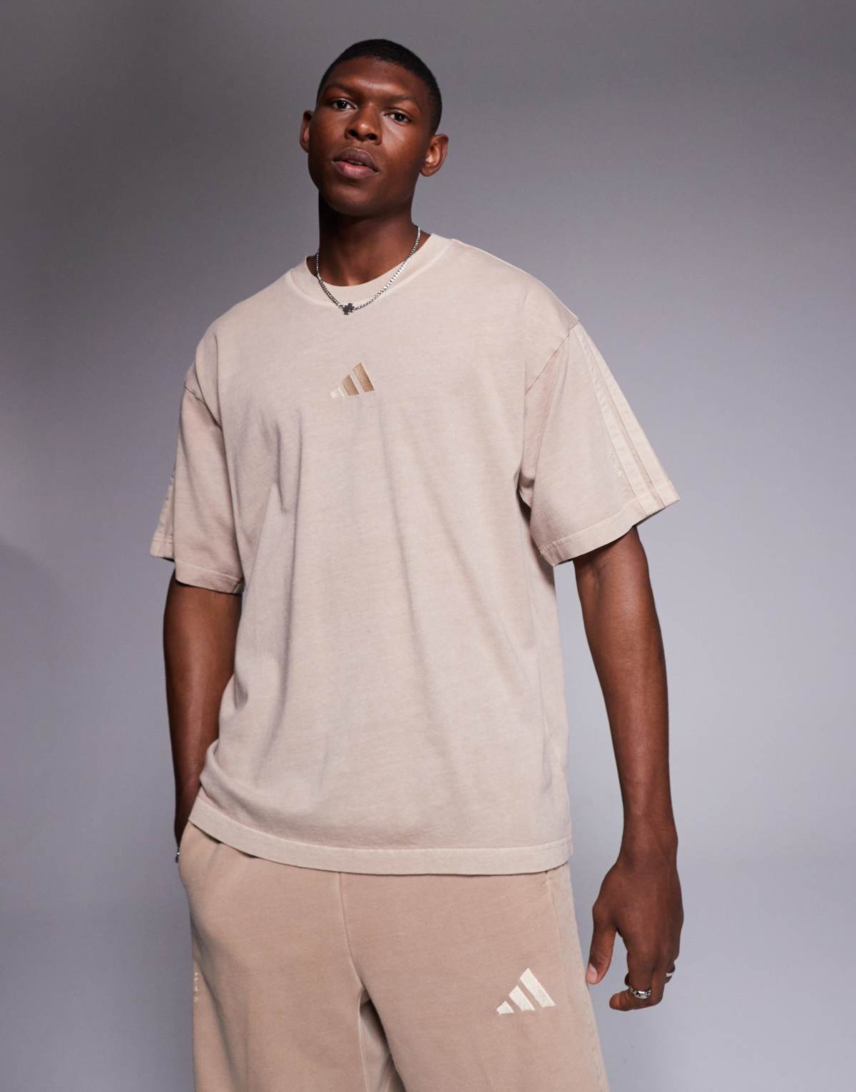 adidas Sportswear t-shirt in washed beige