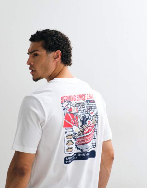 adidas Sportswear T-Shirt mit Ramen-Grafik in Wollweiß, 4 von 5
