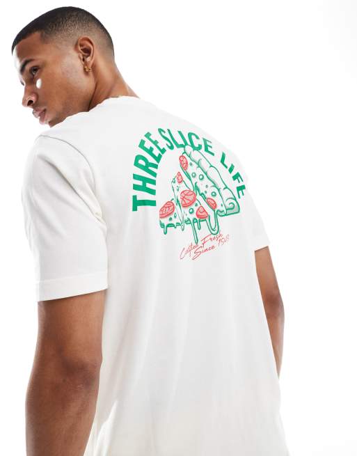 adidas Sportswear – T-shirt w kolorze złamanej bieli z grafiką z pizzą