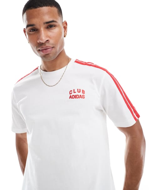 adidas Sportswear t-shirt with pocket print detail in white and red