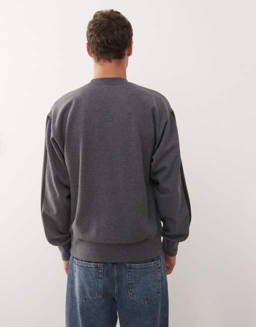 adidas Sportswear Three Stripe fleece sweatshirt in grey, 3 of 5