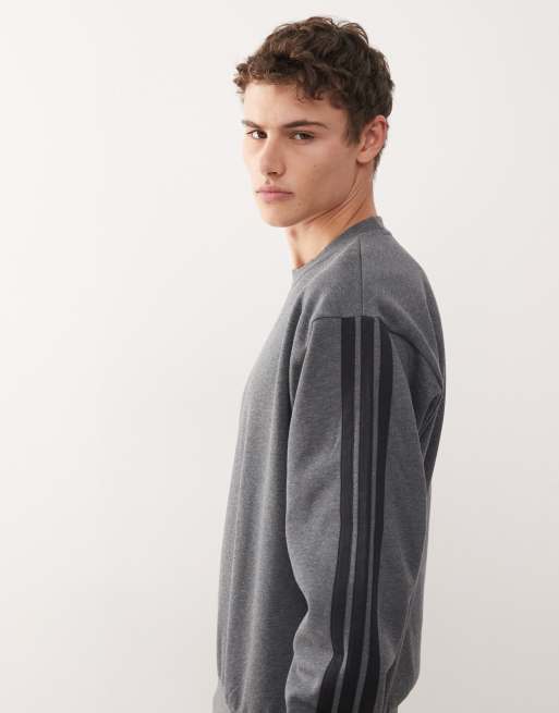 adidas - Sportswear - Three Stripe - Grå sweatshirt i fleece, 4 af 5