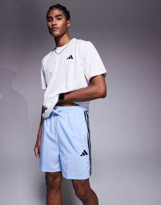 adidas Originals adidas Sportswear Three Stripe shorts in blue