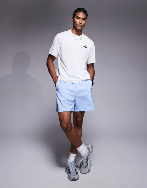 adidas Sportswear Three Stripe shorts in blue, 2 of 5
