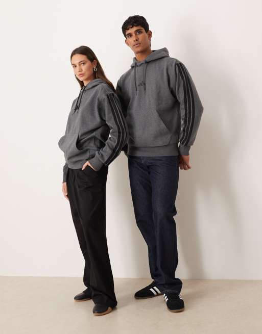 adidas - Sportswear - Three Stripes - Grå hættetrøje i fleece, 3 af 4