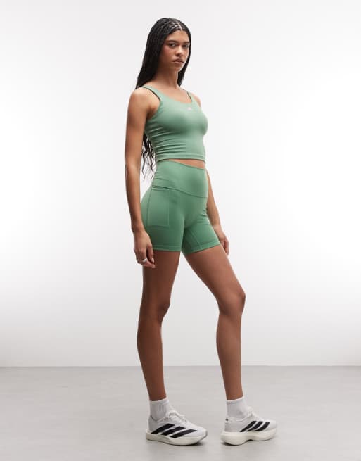 adidas Sportswear - Three Stripes Studio - Pantaloncini corti verdi, 4 di 5