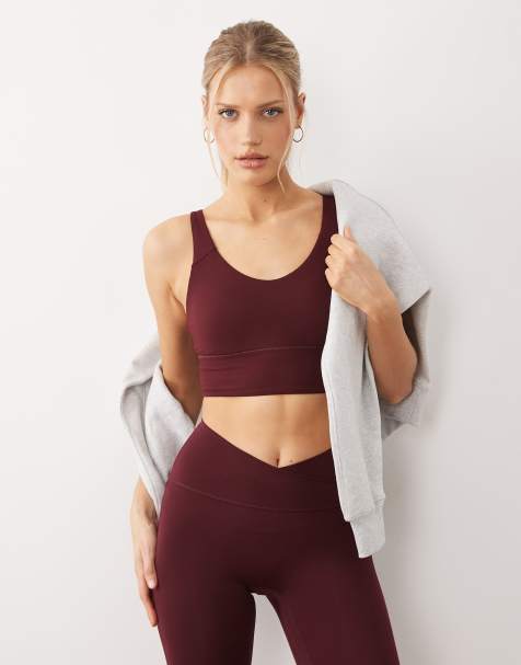 adidas Sportswear - Three Stripes Studio - Reggiseno a supporto medio color bordeaux - view 1