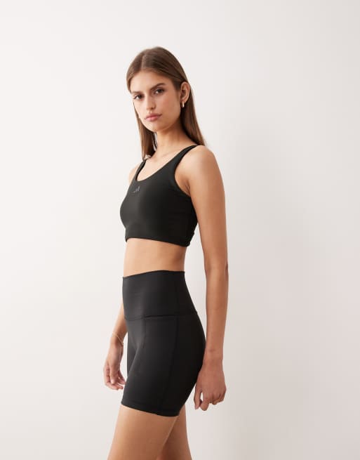 Adidas Sportswear Three Stripes Studios booty shorts in black, 5 of 5