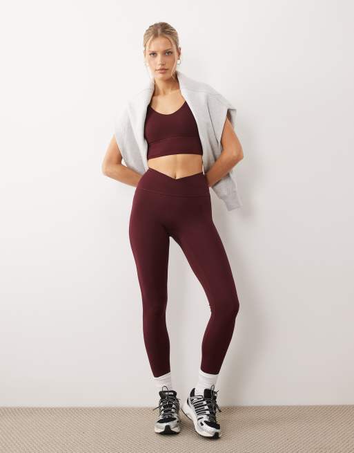 Adidas Sportswear Three Stripes Studios mid support bra in burgundy, 2 of 4