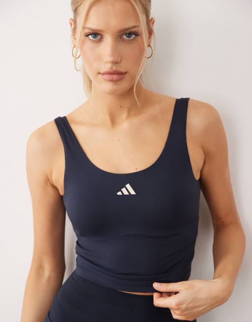 adidas Sportswear - Three Stripes Studios - Top azul y color crema sin mangas