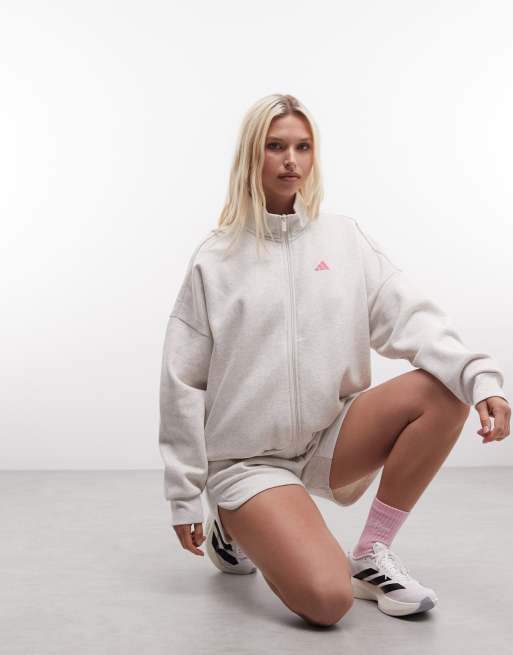adidas Sportswear Three Stripes Studios Tracktop in Weiß und Pink, 2 von 4