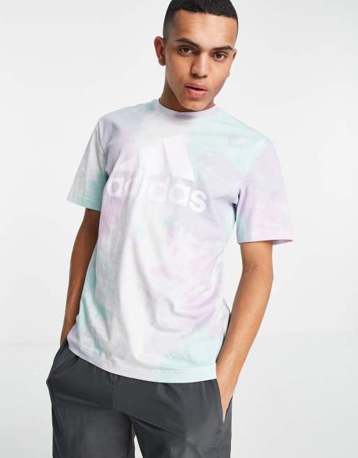 adidas Sportswear tie dye t shirt in green and purple